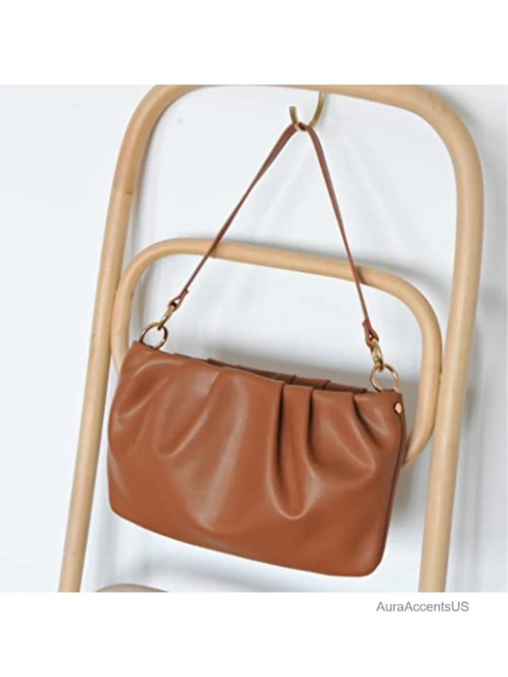 Vegan Leather Ruched Shoulder Hobo Bag Convertible Crossbody Clutch Pouch